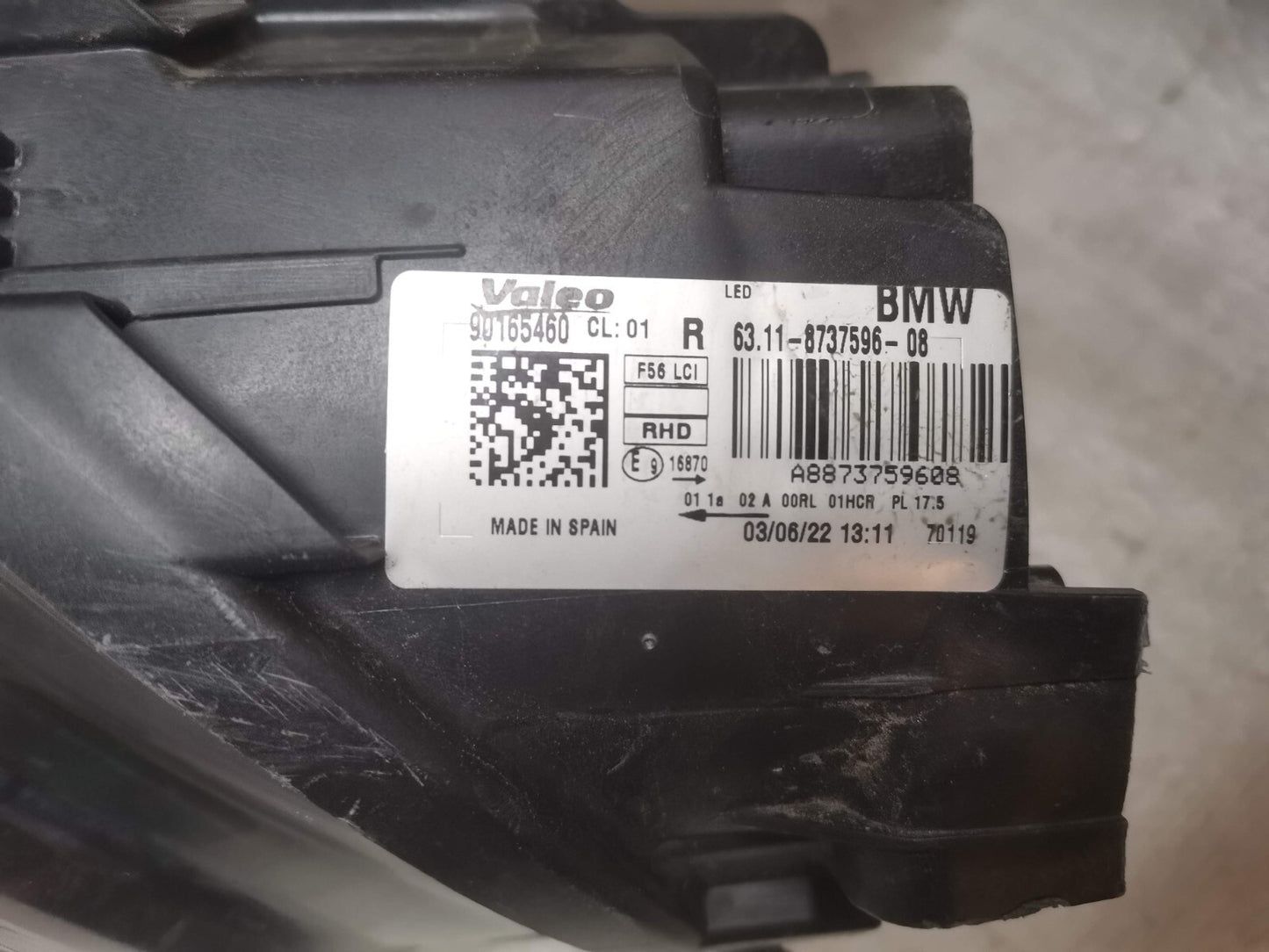 RIGHT HEADLAMP MINI (BMW) COOPER F55/F56/F57 2018 LED 8737596 bm5650