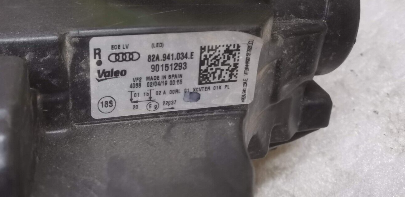 AUDI A1 S1 2018-2022 RHD RIGHT DRIVERS SIDE LED HEADLIGHT 82A941034E aua132
