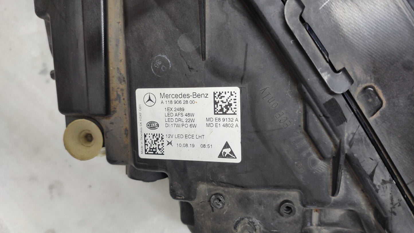 MERCEDES-BENZ CLA 2019-22 FRONT RIGHT DRIVER SIDE HEADLIGHT A1189062800 m11879