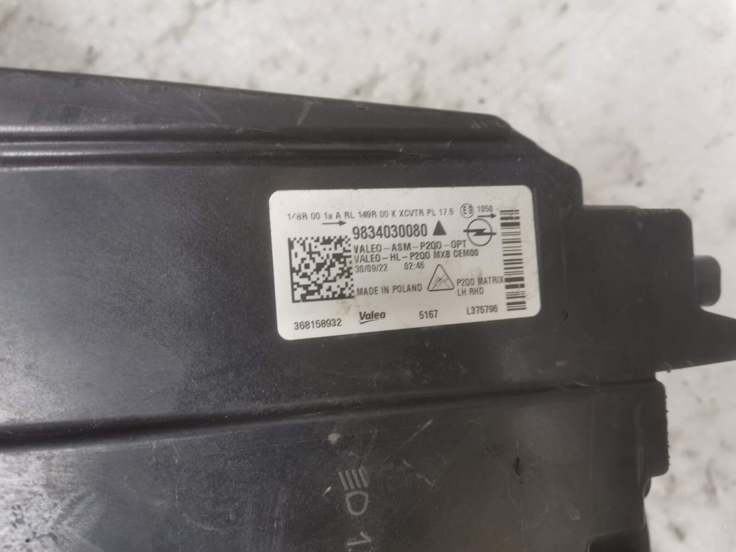 VAUXHALL MOKKA 2020-2023 FULL LED HEADLIGHT LEFT PASSANGER SIDE 9834030080 vx55