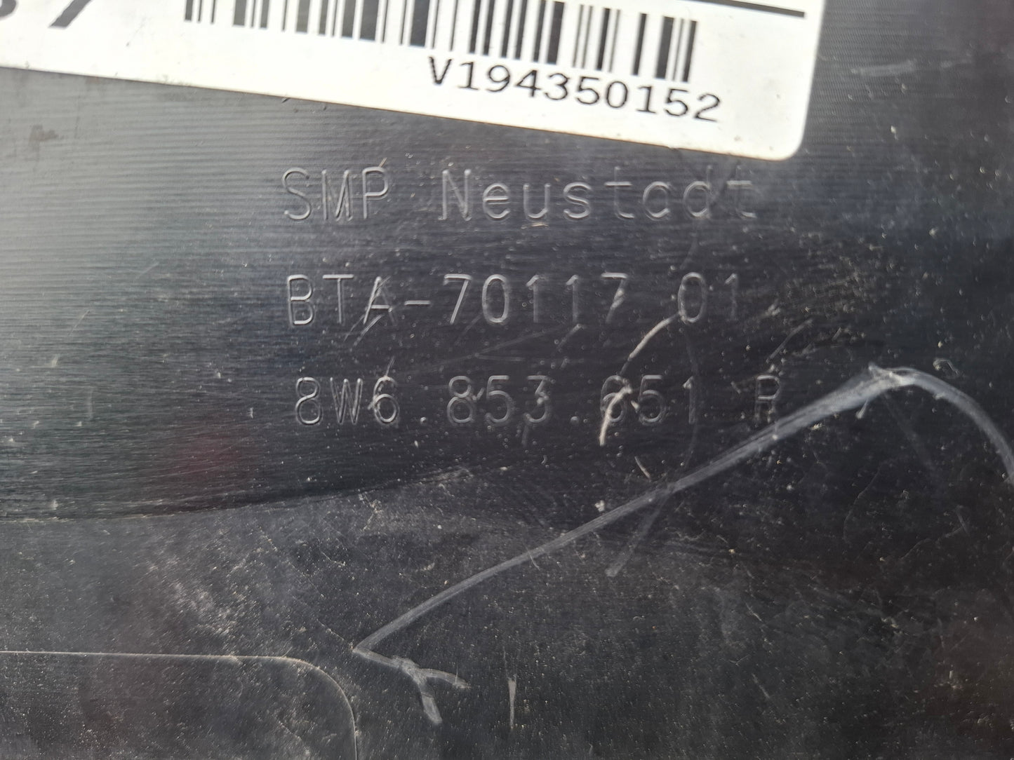 AUDI A5 S LINE 2016 ONWARDS FRONT BUMPER GRILLE GENUINE - 8W6853651P