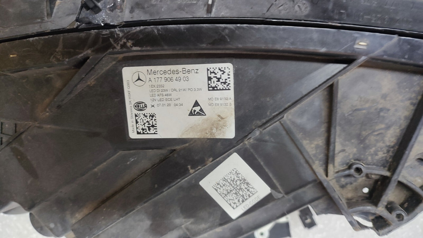MERCEDES-BENZ W177 A-CLASS PASSENGER SIDE HEADLIGHT A1779064903 2018-2022 m92
