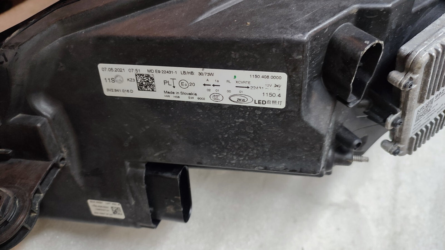 SKODA SUPERB MK3 FACELIFT CRYSTAL LED HEADLIGHT 2018-21 DRIVER O/S 3V2941016D 90