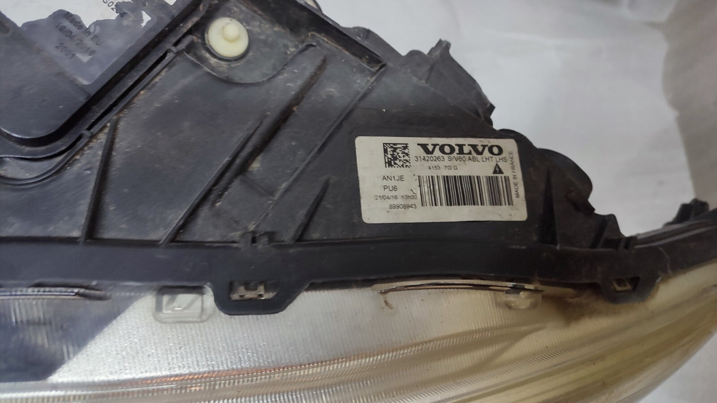 VOLVO S60 V60 2013-2018 FACELIFT XENON DYNAMIC LEFT PASSENGER HEADLIGHT 31420263
