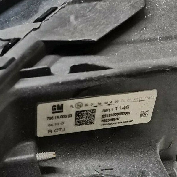 VAUXHALL OPEL ASTRA K 39111146  FRONT HEADLIGHT RIGHT SIDE RHD vak6