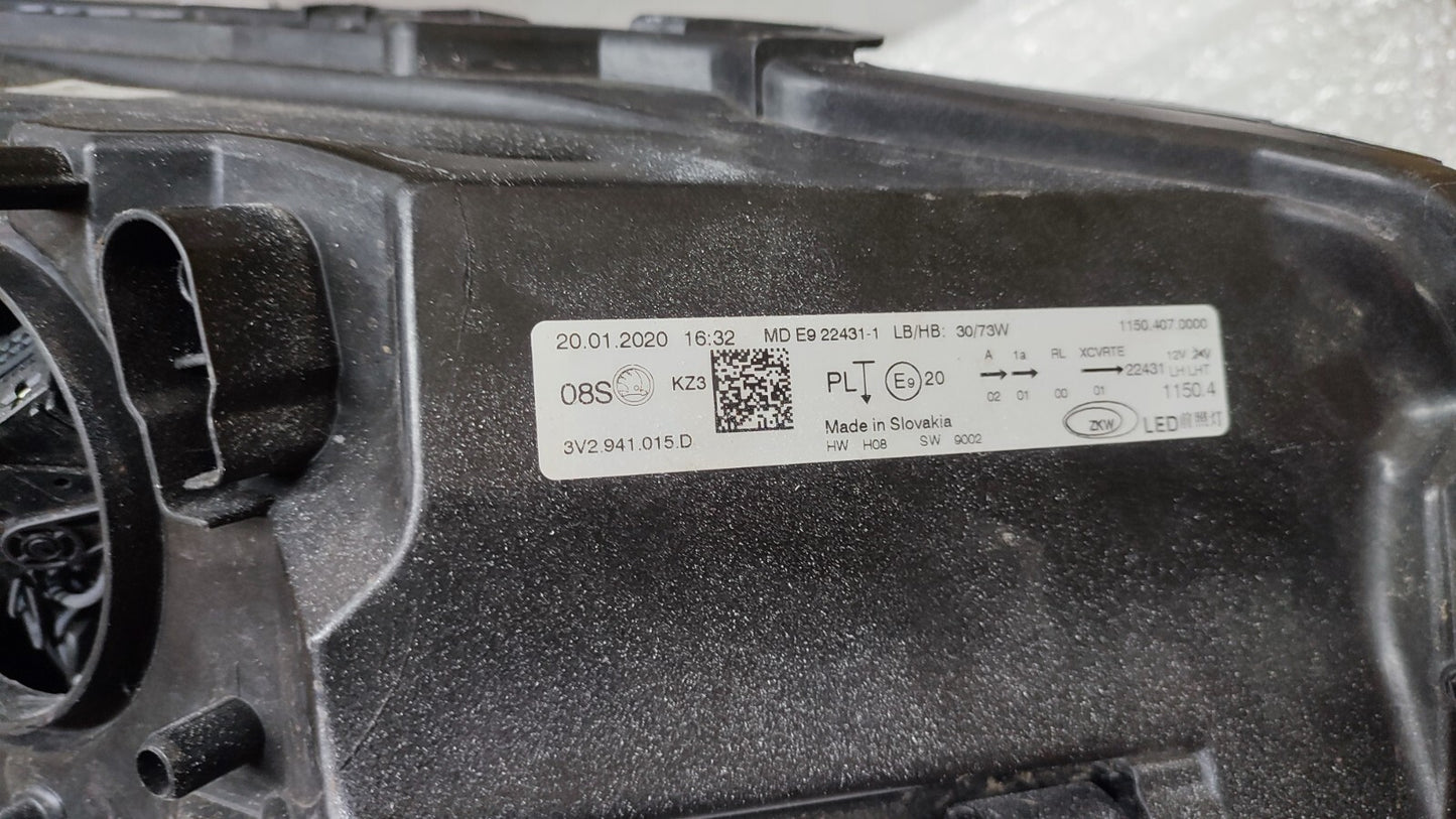 SKODA SUPERB LED HEADLAMP LEFT  FACELIFT MK3  2019-2023 3V2941015D sk93