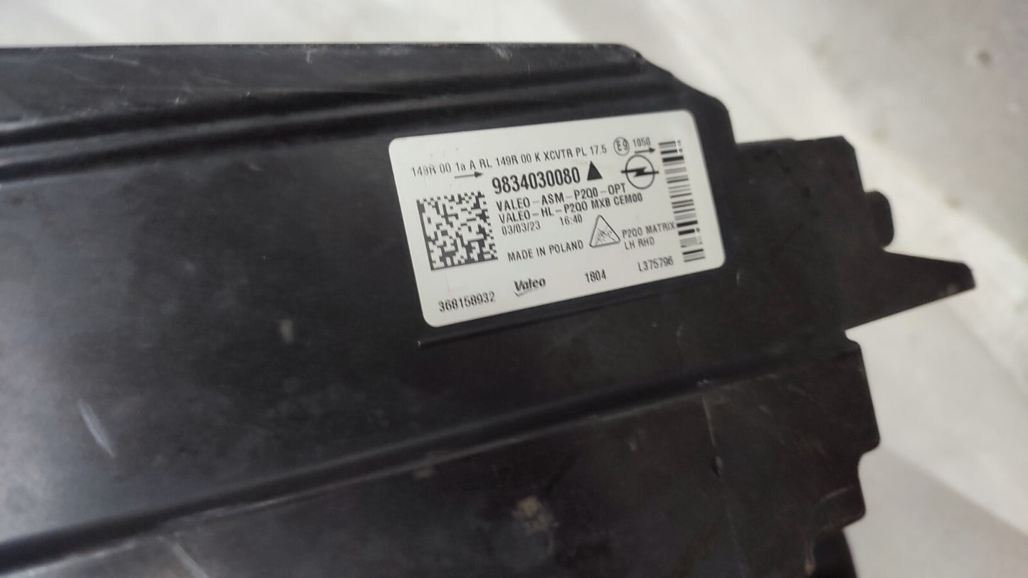 VAUXHALL MOKKA 2020-2023 FULL LED HEADLIGHT LEFT PASSANGER SIDE 9834030080 vx102