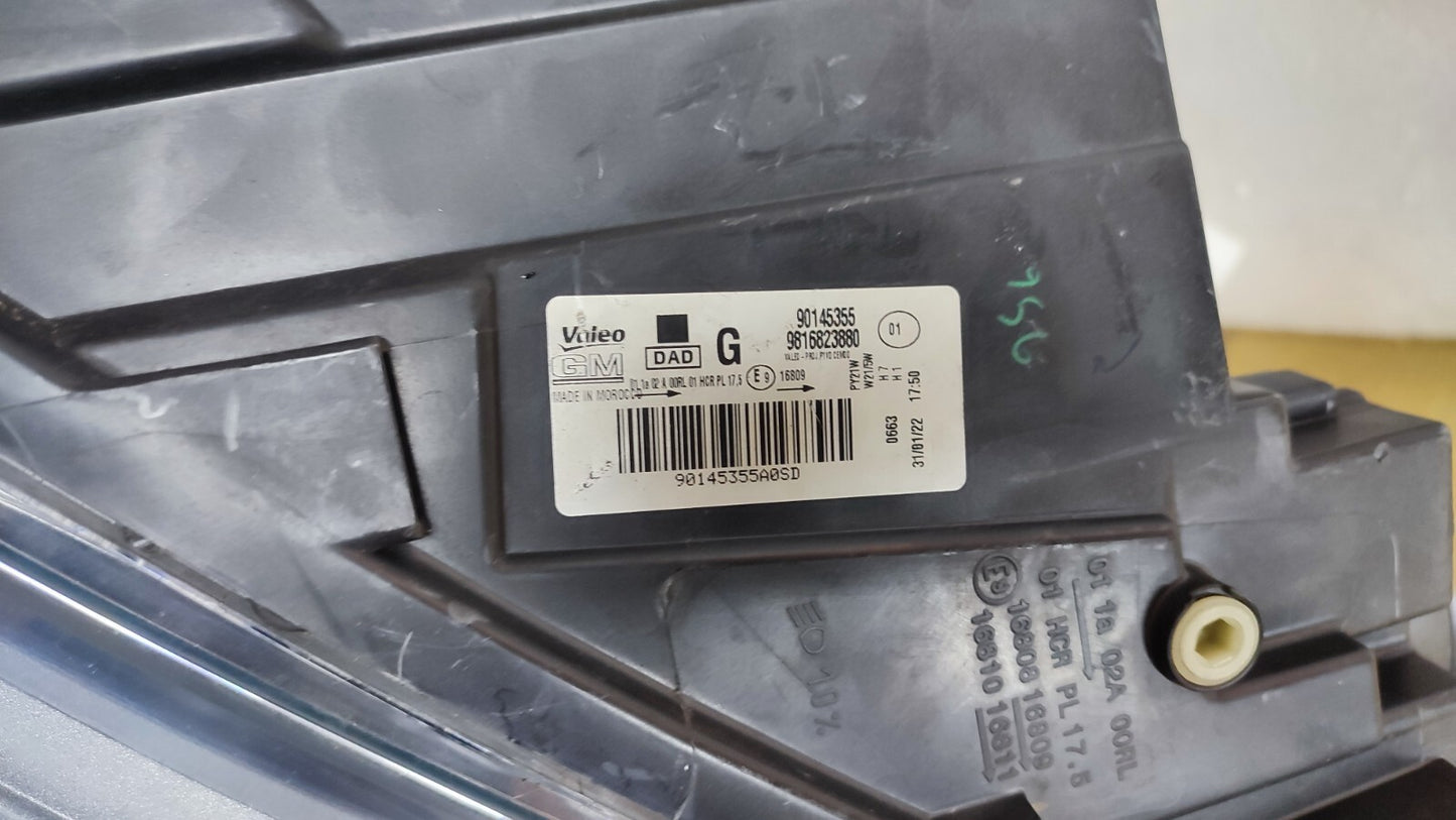 VAUXHALL COMBO 2017 TO 2020 PASSENGER SIDE HALOGEN HEADLIGHT 9816823880 vx104