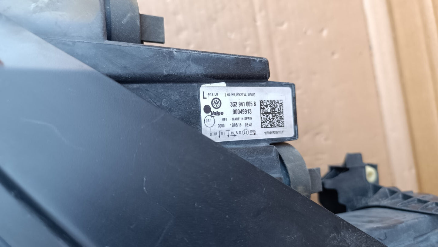 VOLKSWAGEN PASSAT FRONT HEADLIGHT LEFT PASSENGER SIDE HALOGEN B8 3G2941005B v185