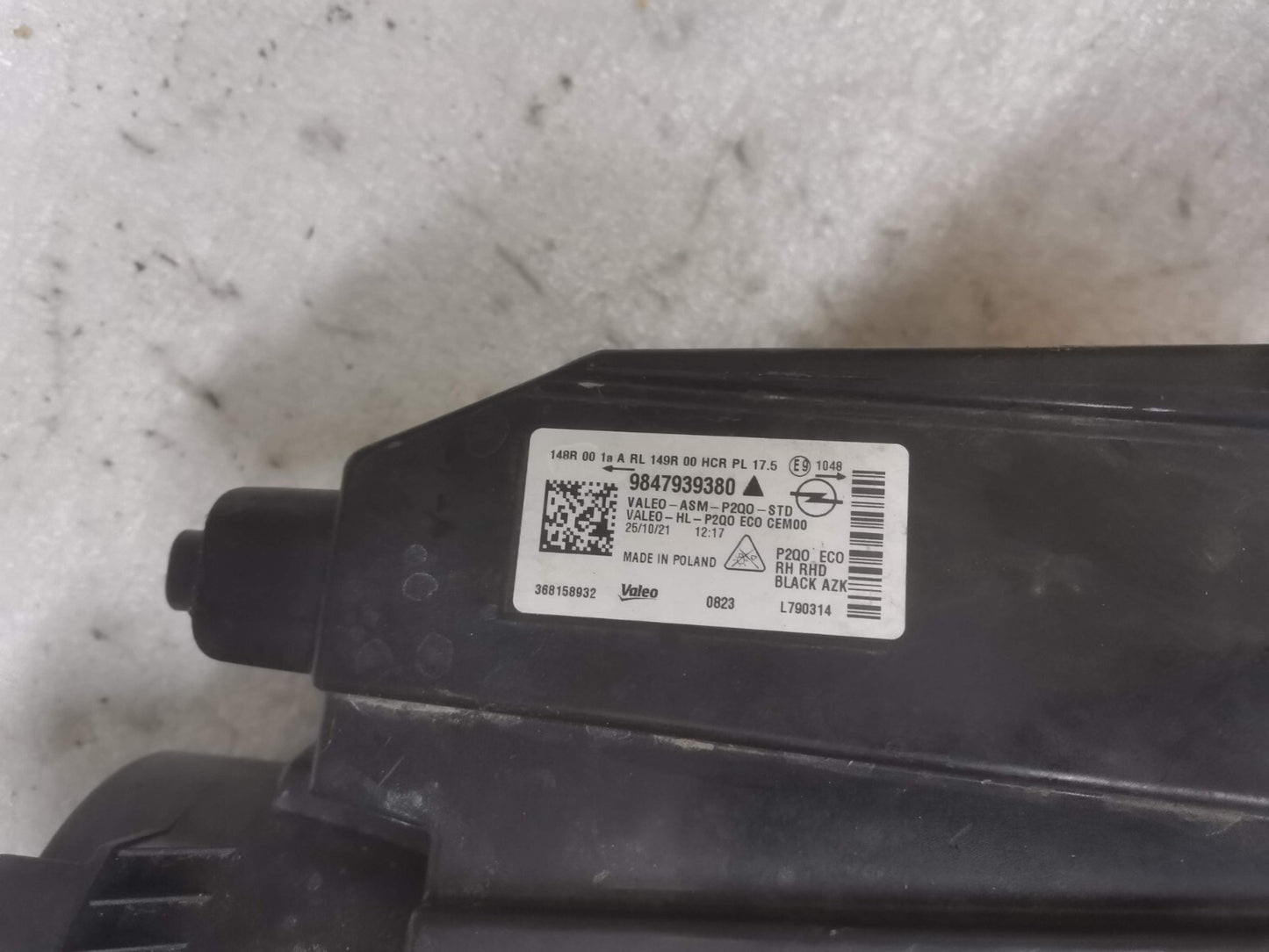 VAUXHALL MOKKA B 2020+ HEADLIGHT O/S RIGHT HAND 9847939380 vxmo59