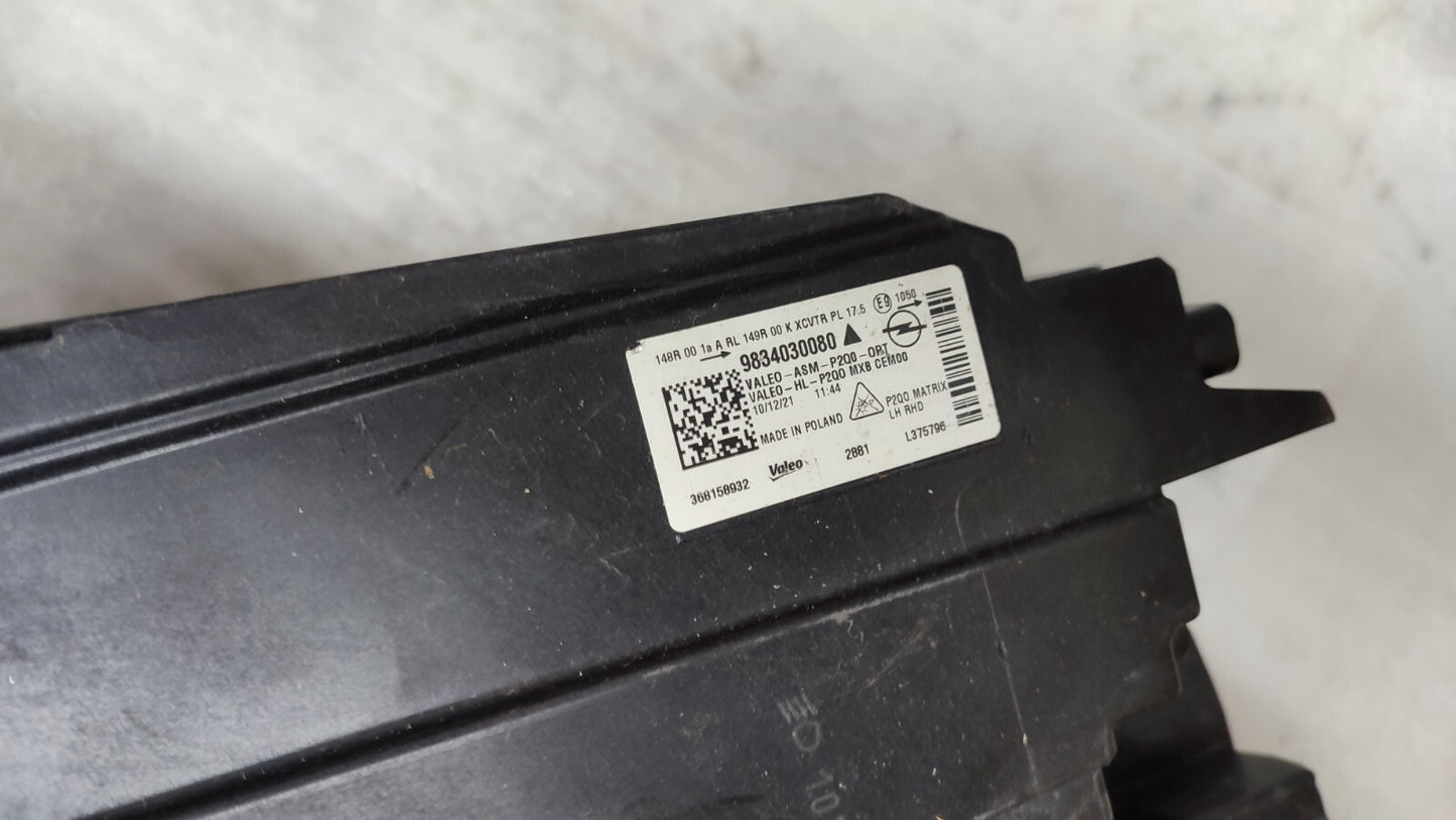 VAUXHALL MOKKA 2020-2023 FULL LED HEADLIGHT LEFT PASSANGER SIDE 9834030080 vx90